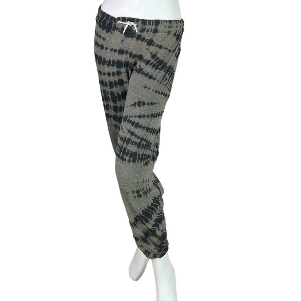Monrow Womens Gray and Black-Navy Blue Tie-Dye Drawstring Pull On Sweatpants S